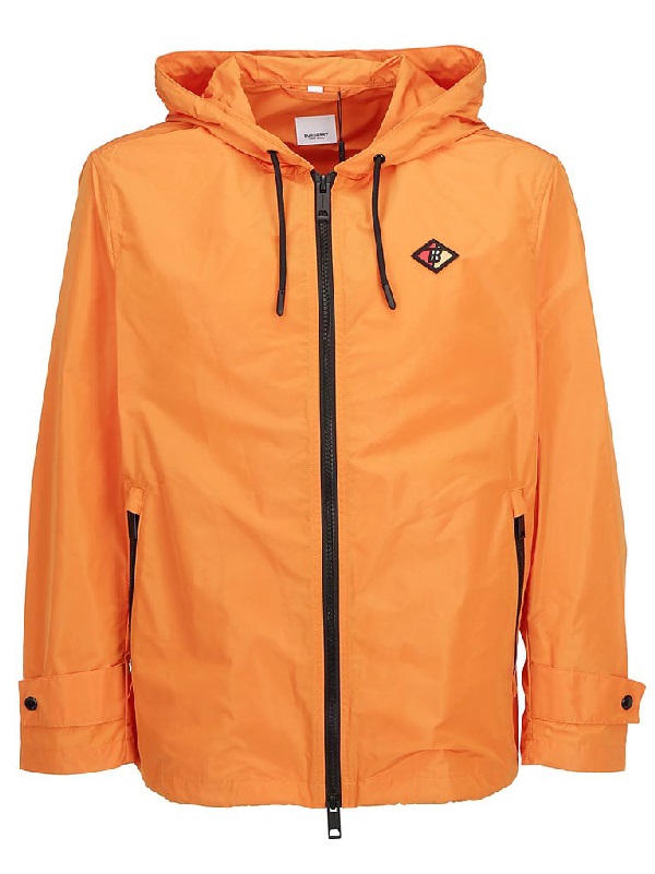 Burberry Orange Zipped Logo Patch Jacket ModeSens
