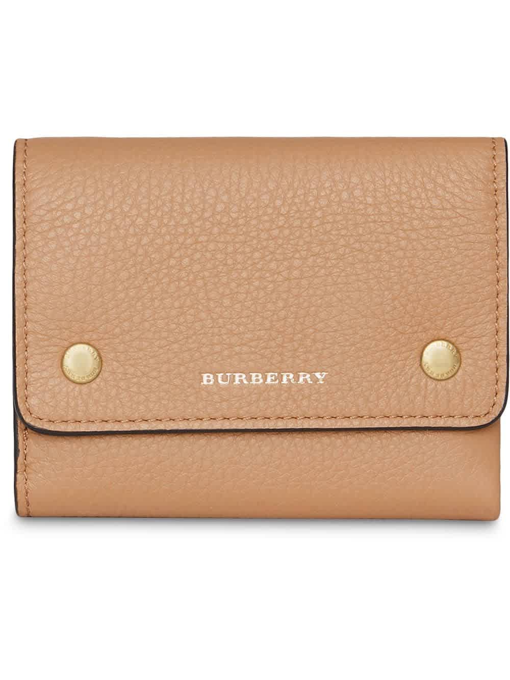 Burberry Small Leather Folding Wallet In Two Tone,yellow