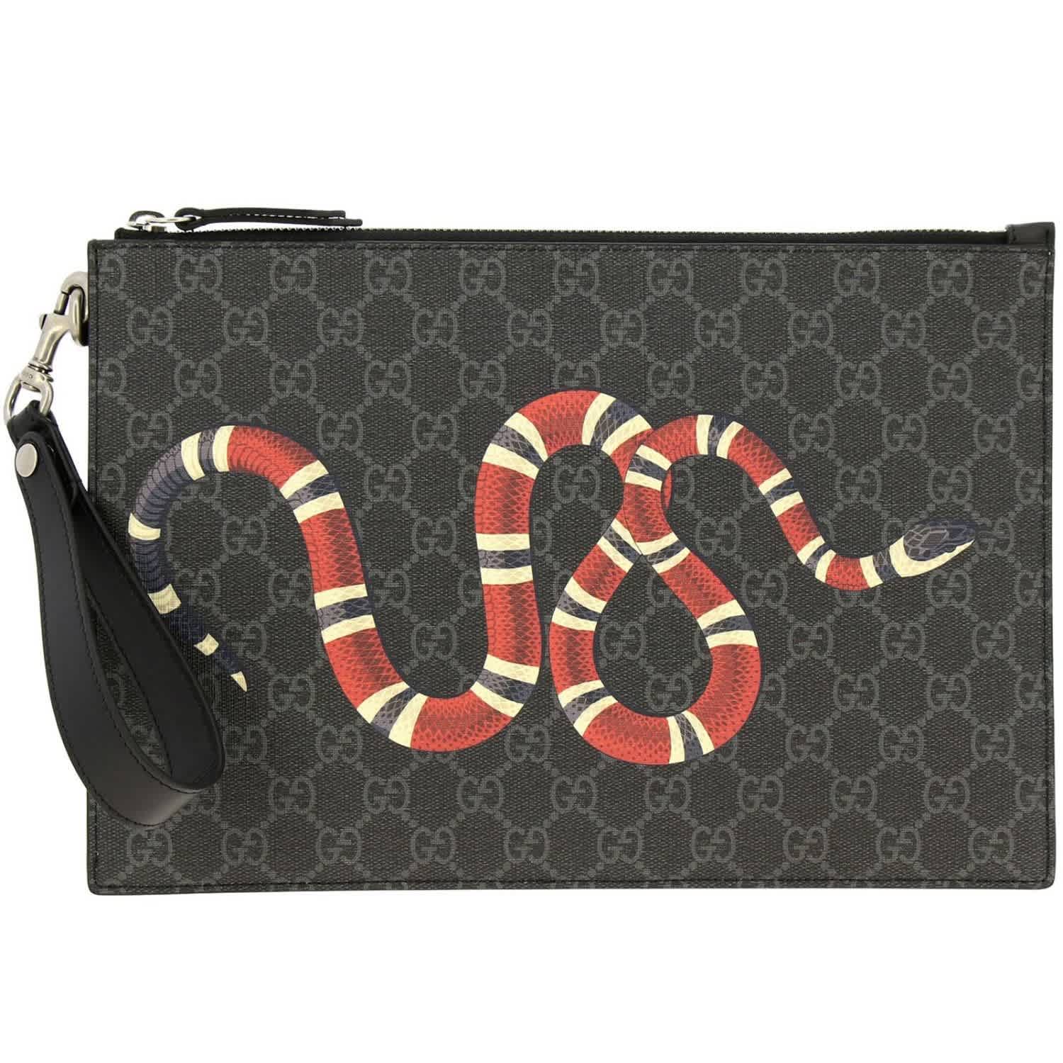 Gucci Bestiary Pouch With Kingsnake In Black