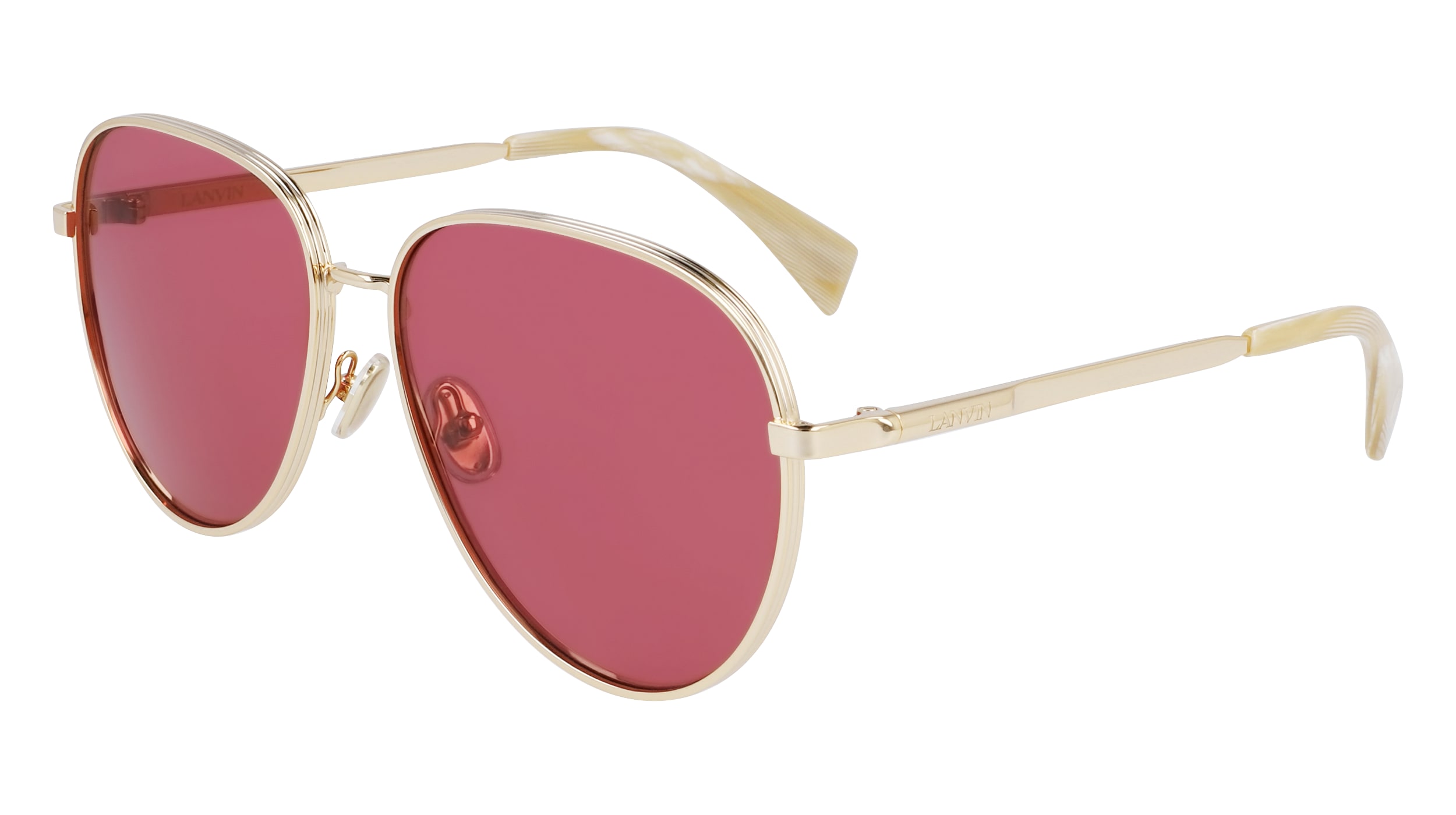 Shop Lanvin Wine Pilot Ladies Sunglasses Lnv107s 716 61 In Gold / Wine