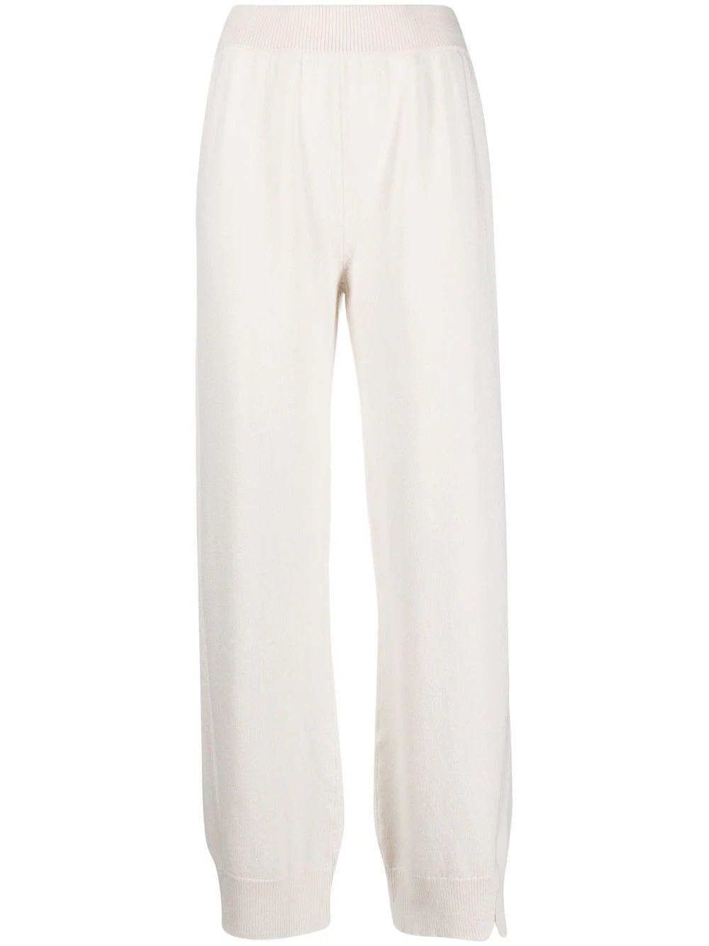 Barrie Side-slit Cashmere Trousers In White