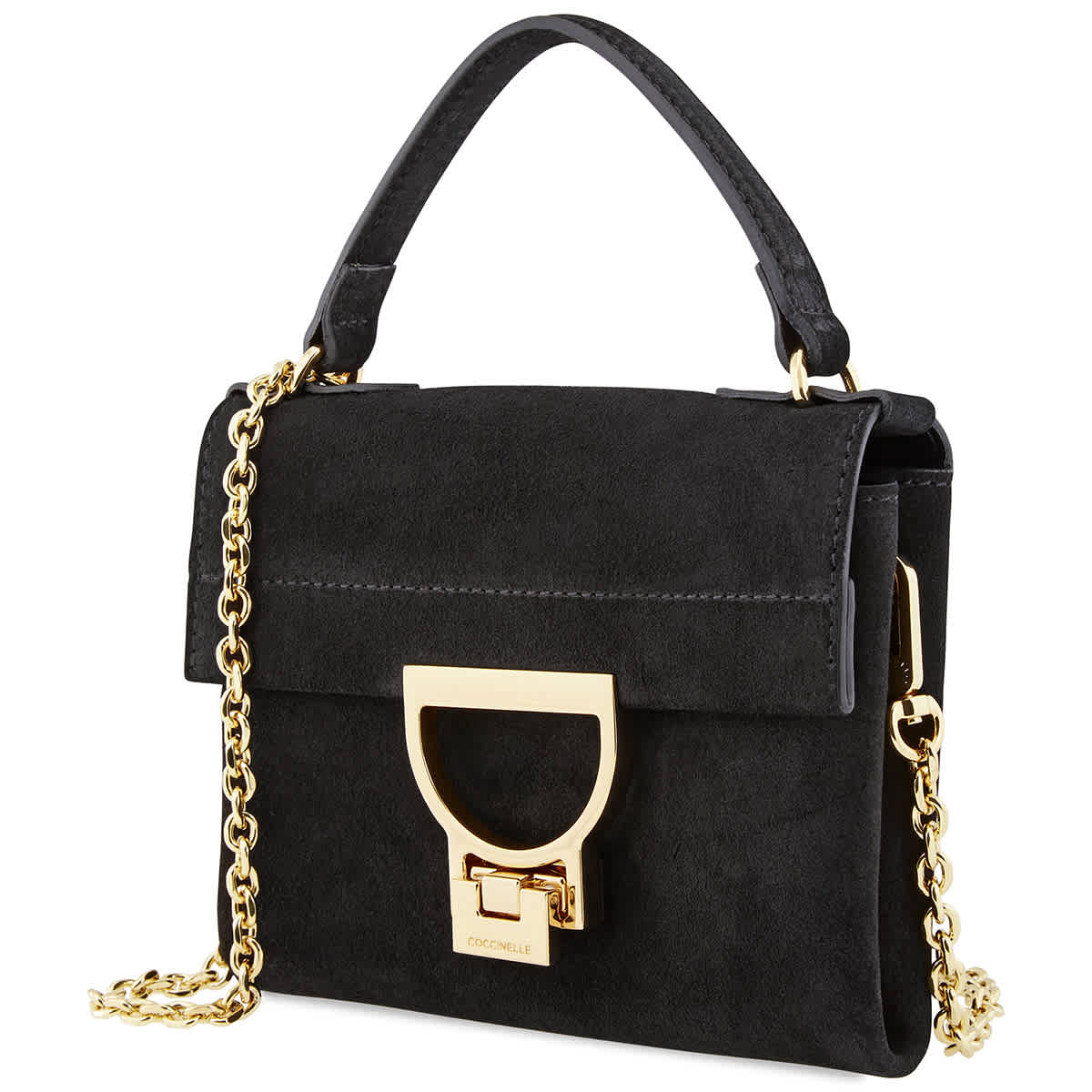Coccinelle Black Arlettis Mignon Suede Shoulder Bag In Black,gold Tone