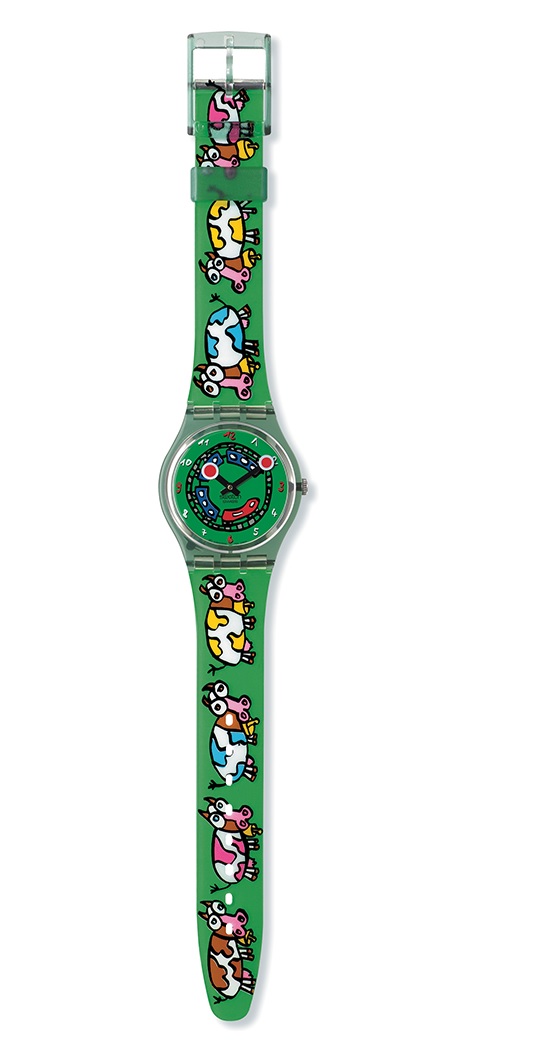 Swatch Crazy Train Quartz Green Dial Unisex Watch Gg194 In Black / Green