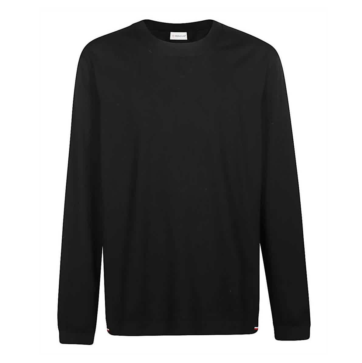 Moncler Mens Tricolour-detail Knitted Crewneck Sweater In Black