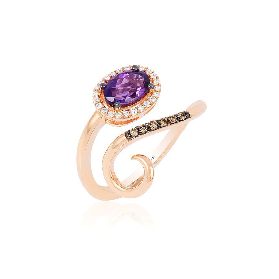 Le Vian Ladies Grape Amethyst Ring Set In 14k Strawberry Gold In Rose Gold-tone