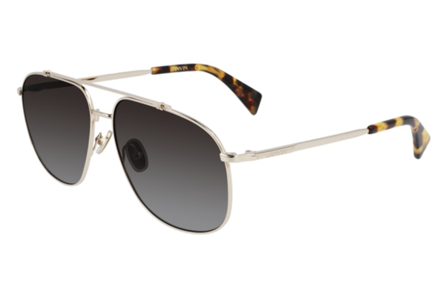 Lanvin Grey Gradient Aviator Unisex Sunglasses Lnv110s 714 60 In Gold / Grey