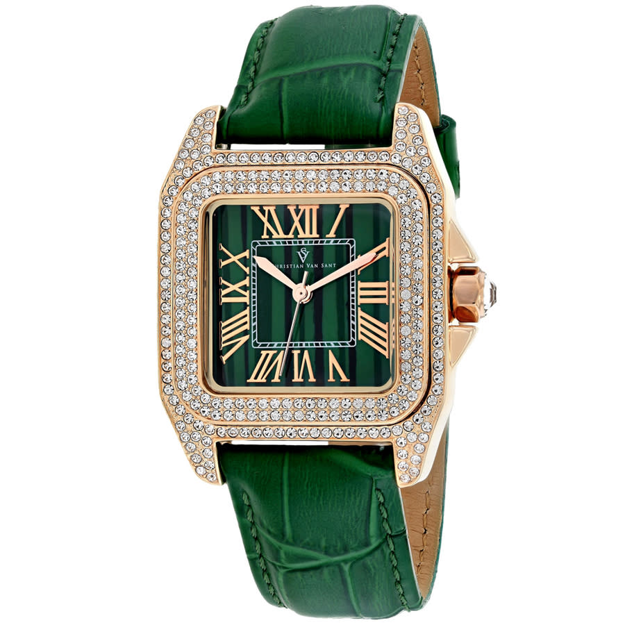 Christian Van Sant Radieuse Quartz Green Dial Ladies Watch Cv4424 In Brass / Gold Tone / Green / Rose / Rose Gold Tone