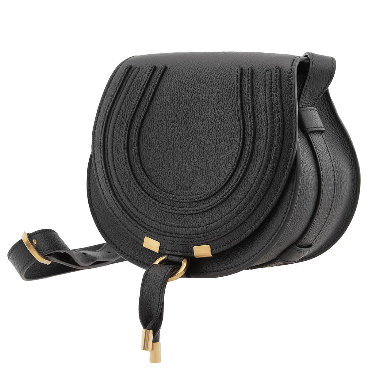 Chloé Chloe Black Leather Small Marcie Saddle Bag In Black
