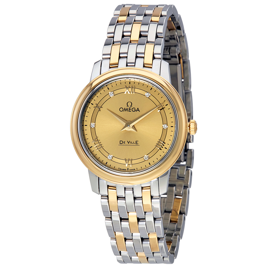 Pre-owned Omega De Ville Prestige Ladies Quartz Watch 424.20.27.60.58.003 In Two Tone  / Champagne / Gold / Gold Tone / Yellow