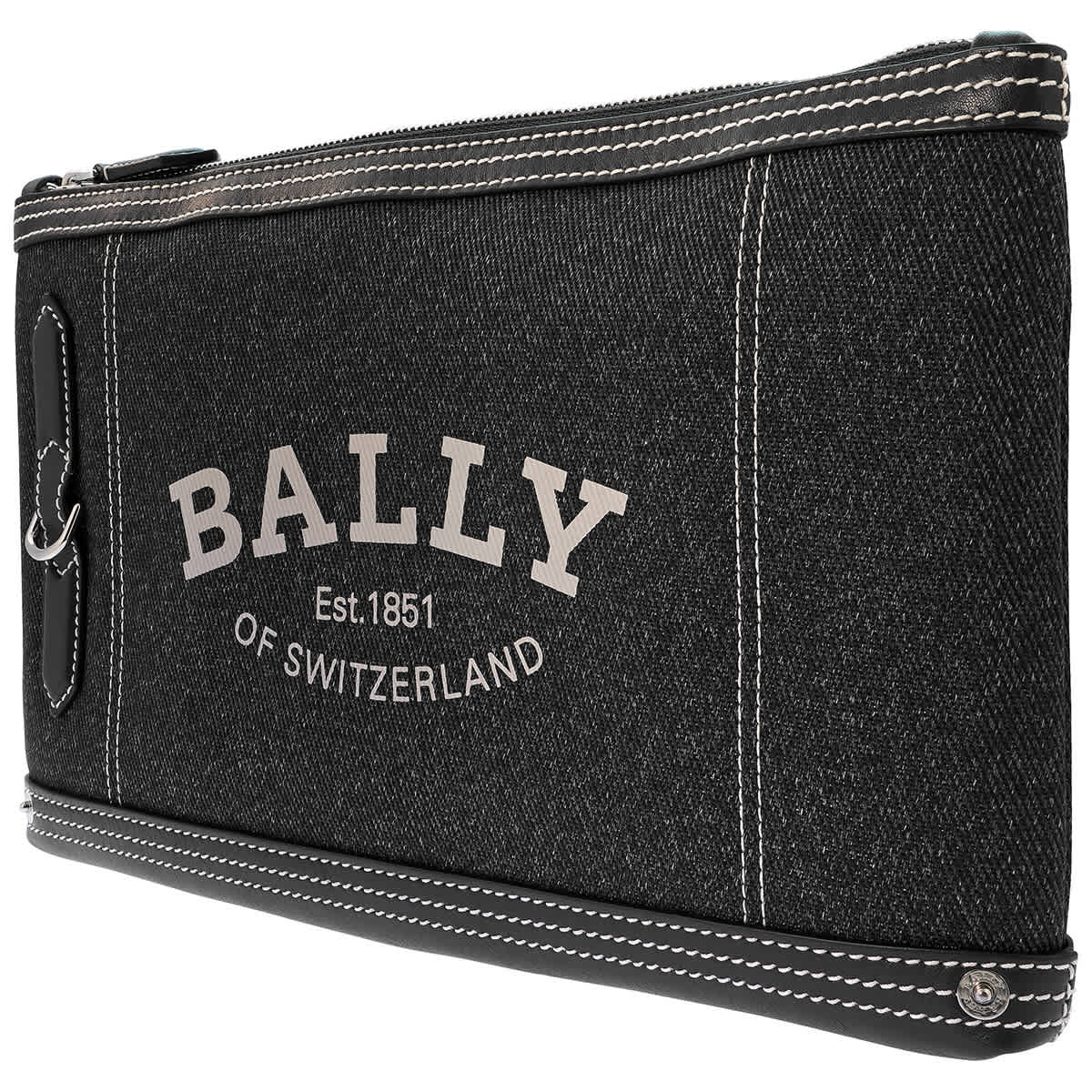 BALLY BALLY MENS CHANLEY NYLON DENIM CLUTCH BAG