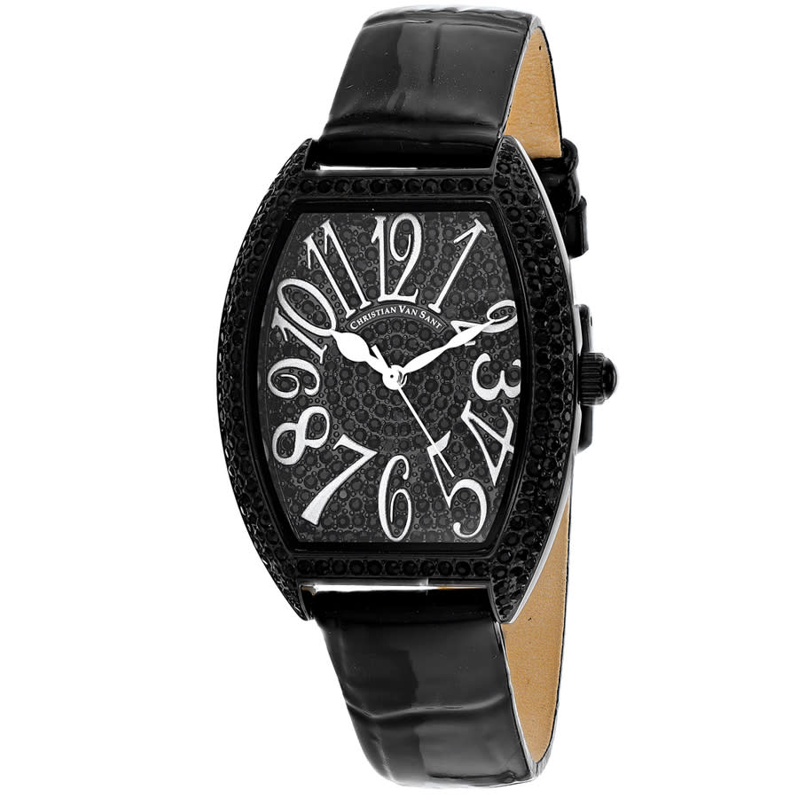 Christian Van Sant Elegant Quartz Black Dial Ladies Watch Cv4823 In Black / Brass