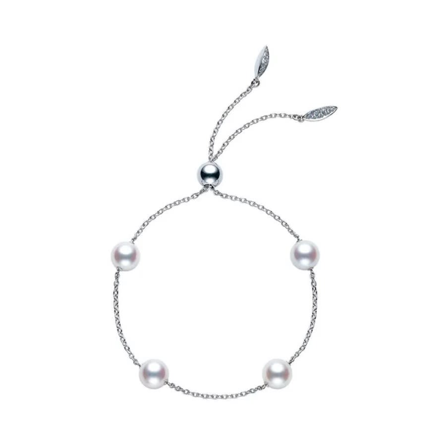 Mikimoto Akoya Cultured Pearl Station Bracelet In White Gold