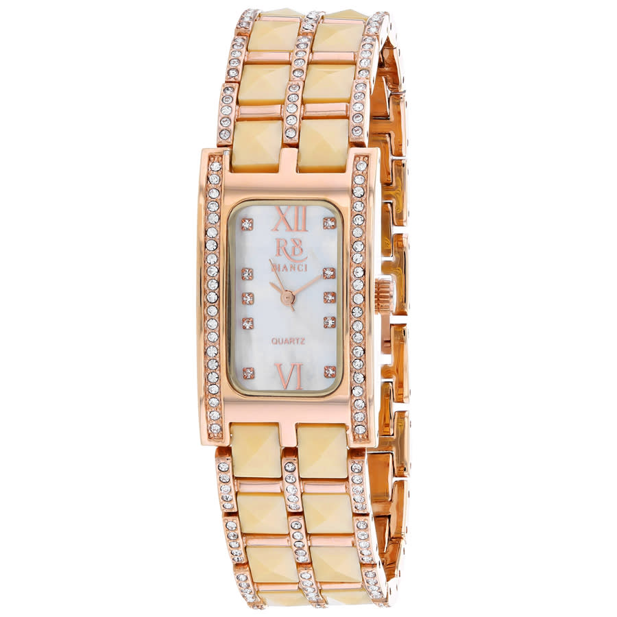 Shop Roberto Bianci Pietra Quartz Ladies Watch Rb0232 In Two Tone  / Gold Tone / Mop / Mother Of Pearl / Rose / Rose Gold Tone