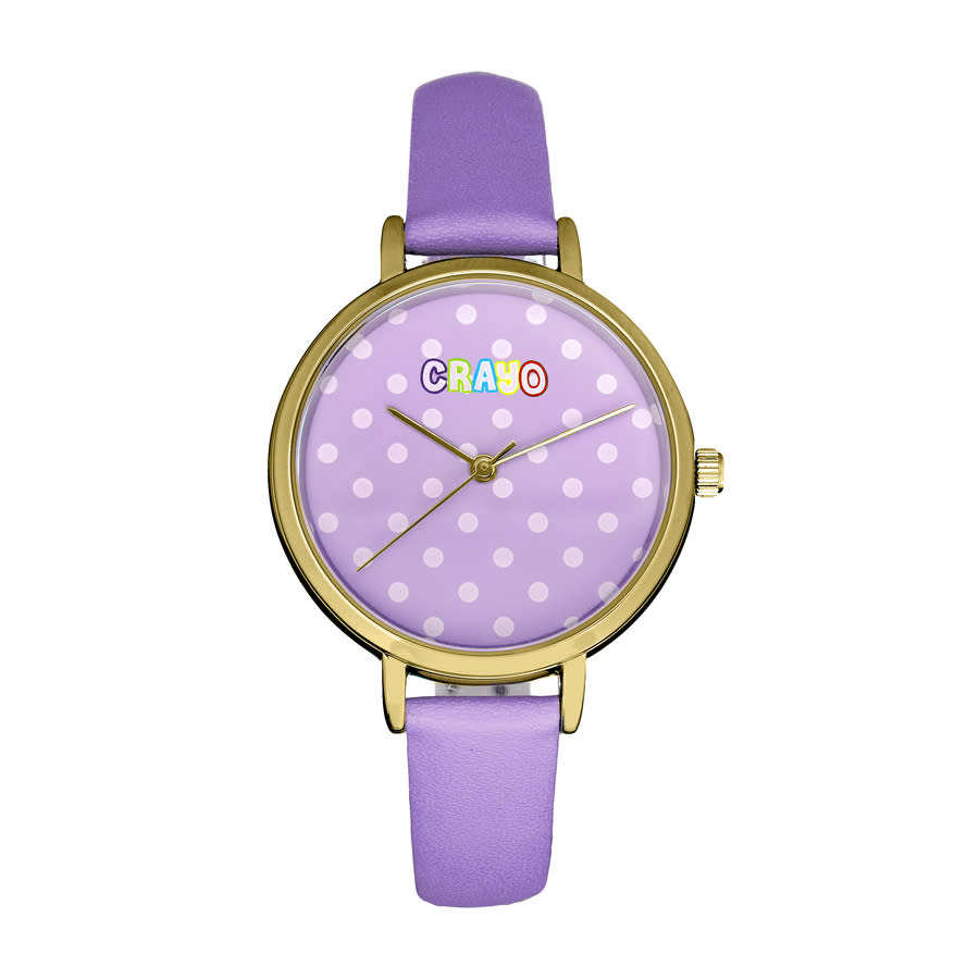 Crayo Dot Strap Watch In Gold Tone / Purple