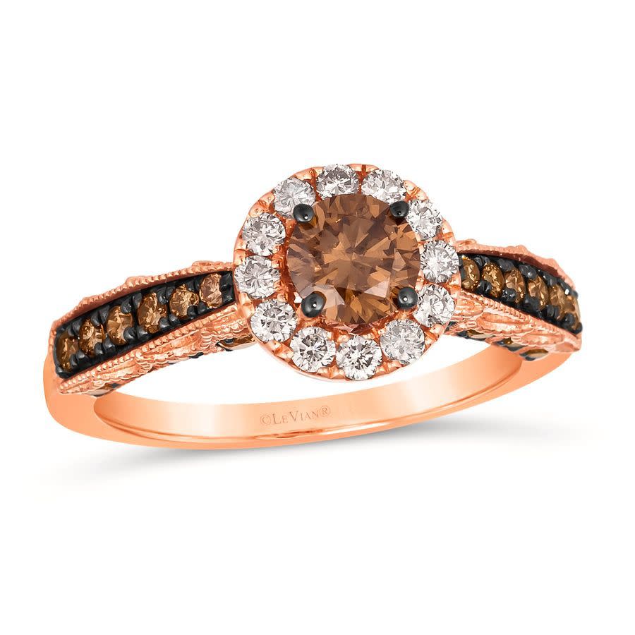 Le Vian Ladies Chocolate Diamonds Solitaire Rings Set In 14k Strawberry Gold In Rose Gold-tone