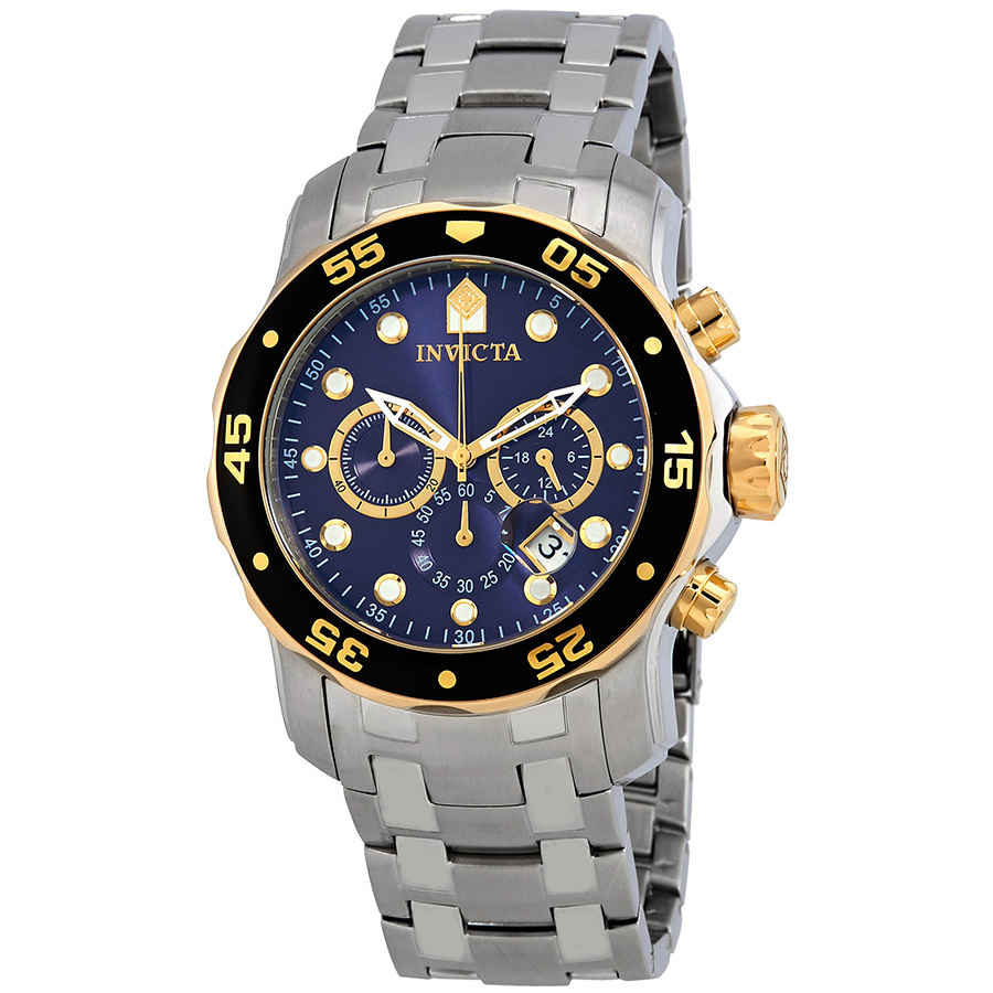 Click to view more detailed imagery on our partner's website Invicta Pro Diver Chronograph Blue Dial Mens Watch 80041 In Black,blue,gold Tone,silver Tone,yellow