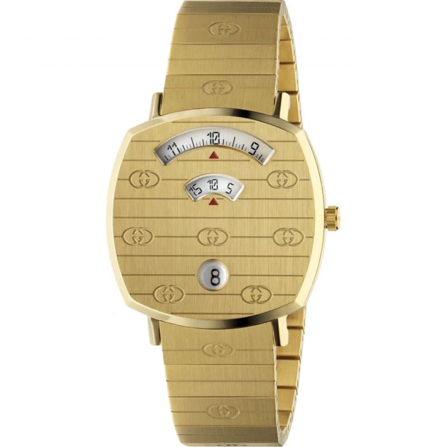 GUCCI GRIP QUARTZ WHITE DIAL YELLOW GOLD-TONE LADIES WATCH YA157403