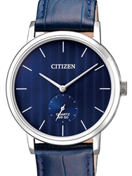 Citizen Quartz Blue Dial Blue Leather Mens Watch Be9170-05l