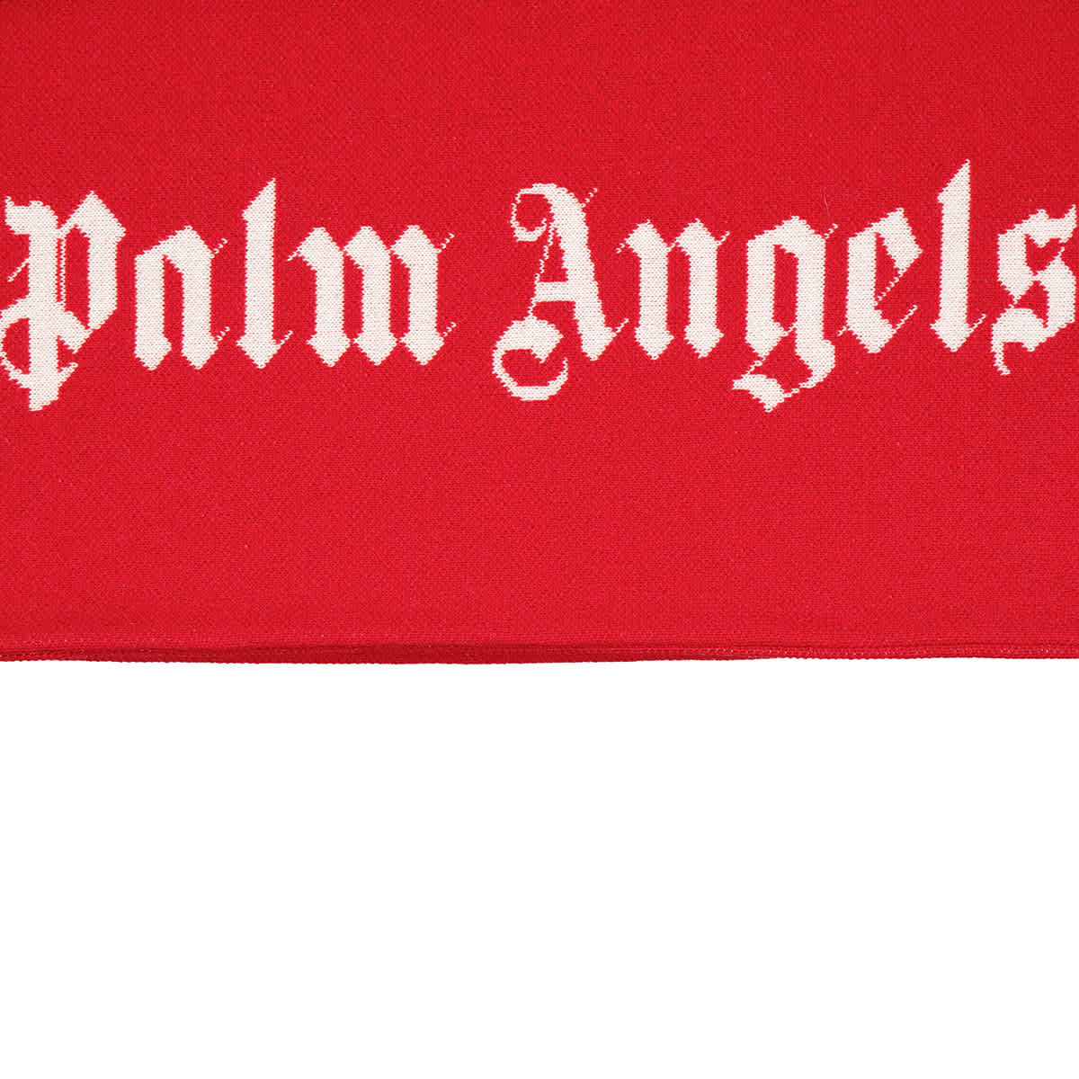 Shop Palm Angels Kids Red / White Logo-print Knitted Scarf In Red/white