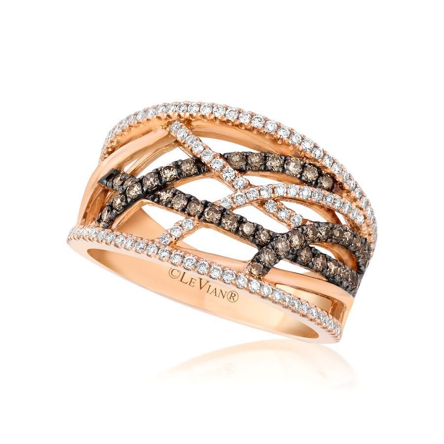 Le Vian Ladies Chocolate Diamonds Fashion Ring In 14k Strawberry Gold In Brown