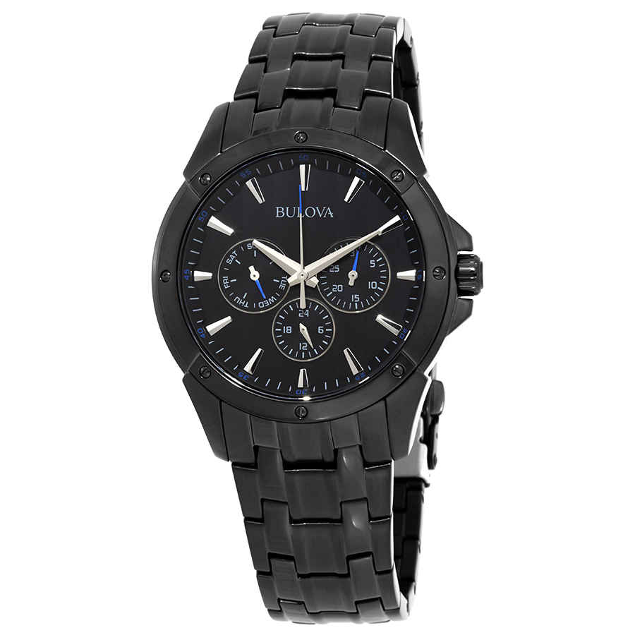 Bulova Men's Black Ion-plated Stainless Steel Bracelet Watch 43mm 98c121 In Black