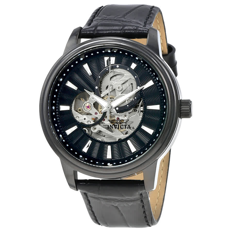 Invicta Vintage Automatic Black Skeleton Dial Mens Watch 22580 In Black / Silver / Skeleton