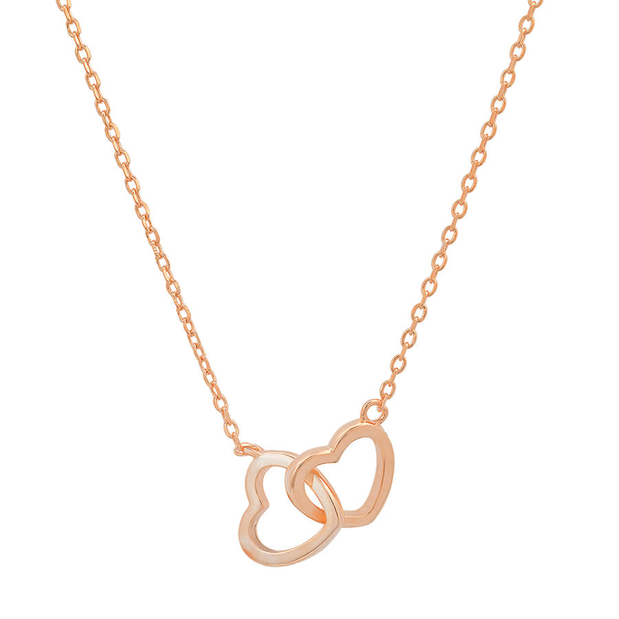 Kylie Harper 14k Rose Gold Over Silver "interlocking Love" Hearts Necklace In Rose Gold-tone