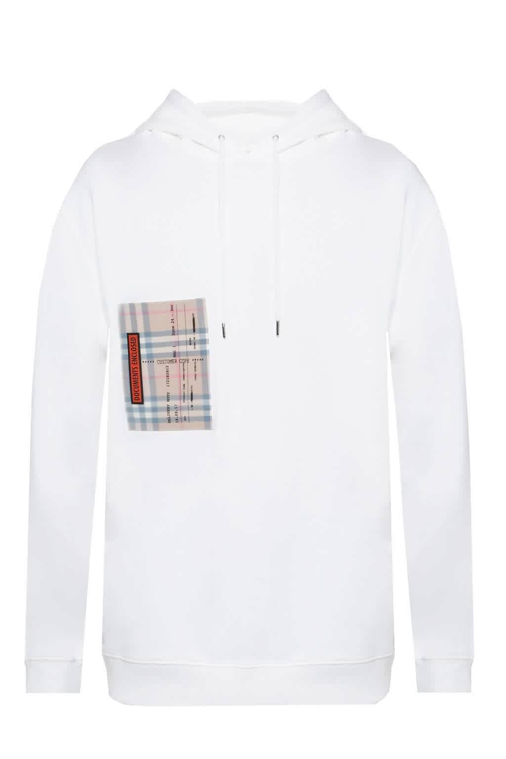 BURBERRY MENS WHITE CHECKER HOODED SWEATSHIRT