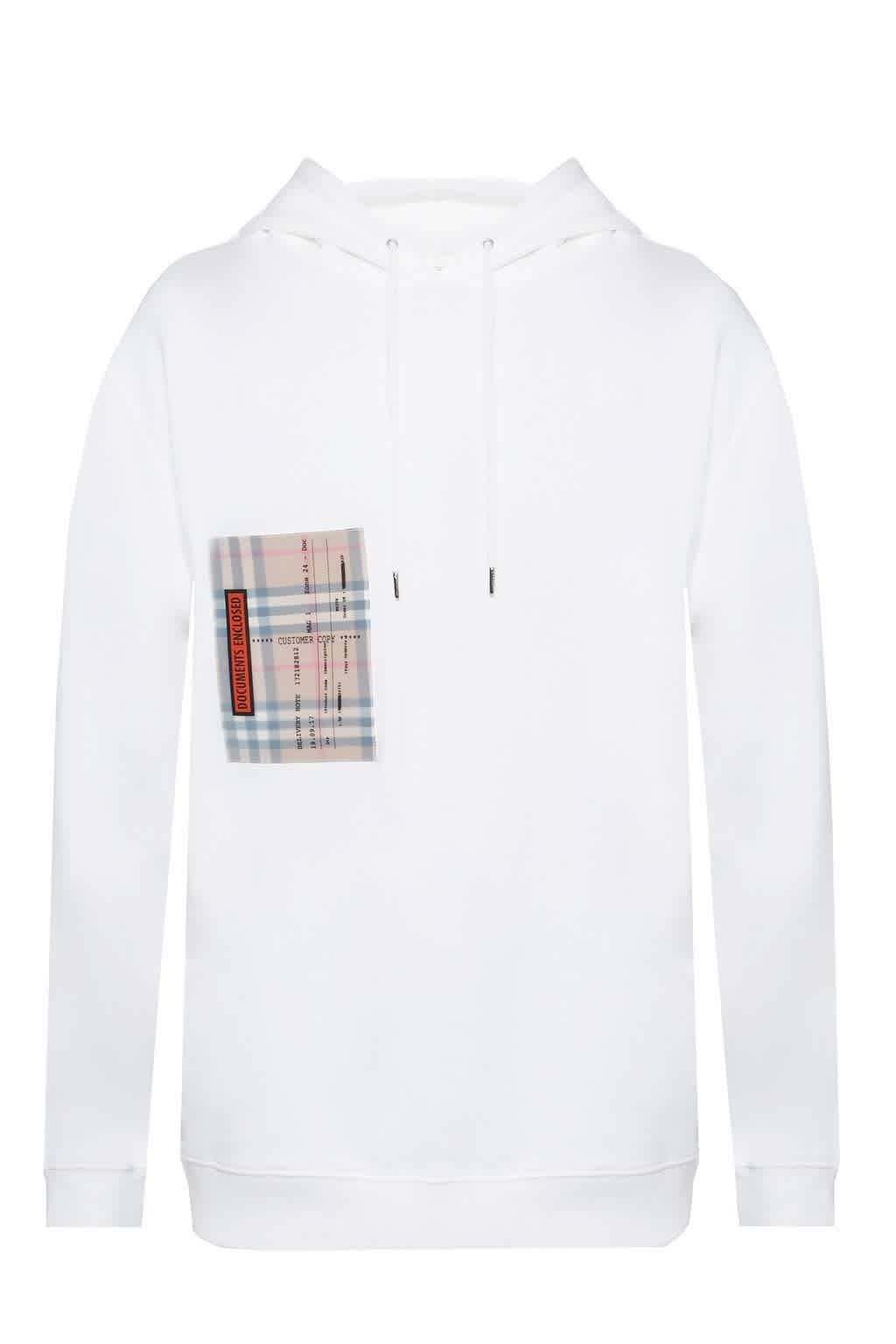 Burberry Mens White Checker Hooded Sweatshirt