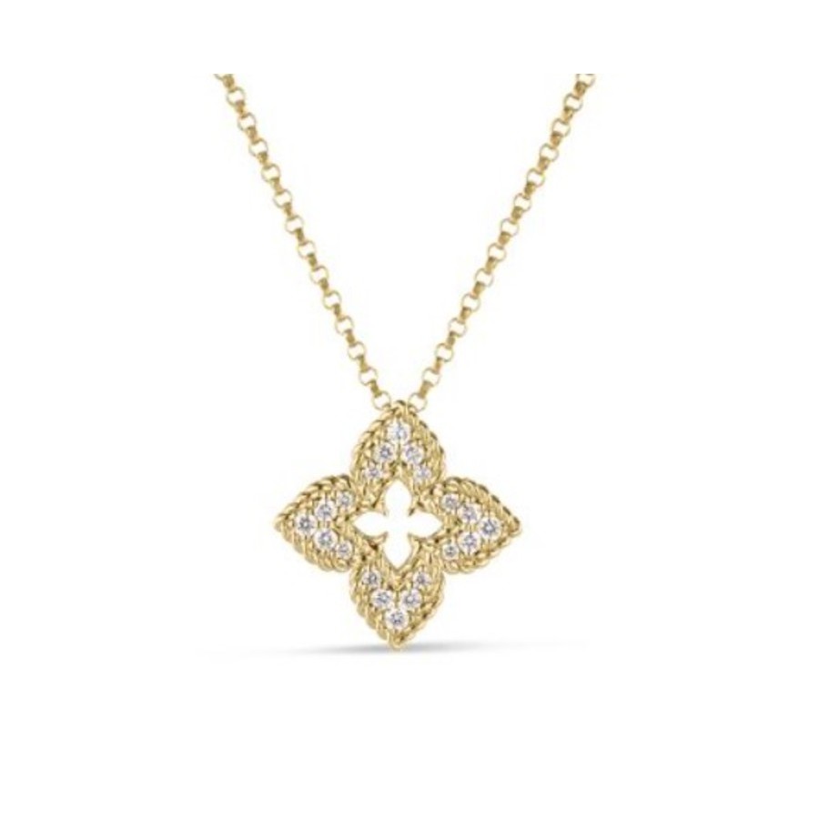 Roberto Coin 18k Yellow Gold 0.15ct Diamond Venetian Princess Necklace - 8883383aychx In Yellow, Gold-tone