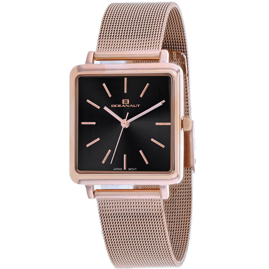 Oceanaut Traditional Black Dial Ladies Watch Oc0286 In Black / Gold Tone / Rose / Rose Gold Tone