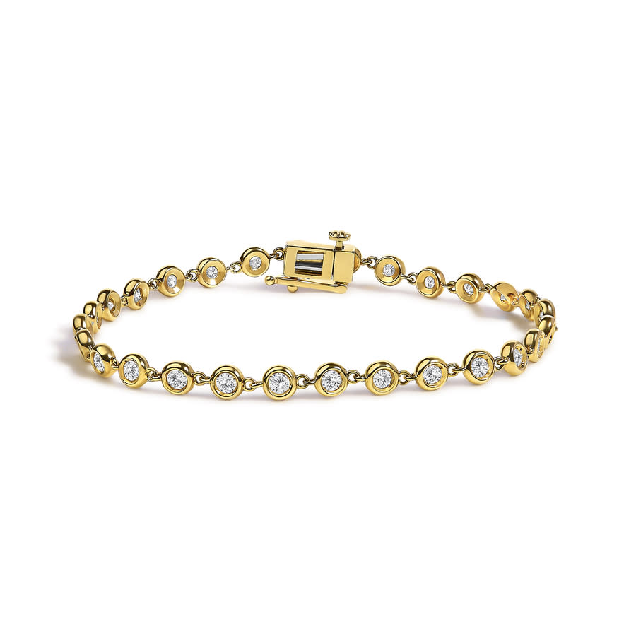 Haus of Brilliance 10K Yellow Gold 1 1/2 Cttw Lab Grown Diamond Bezel Link Bracelet