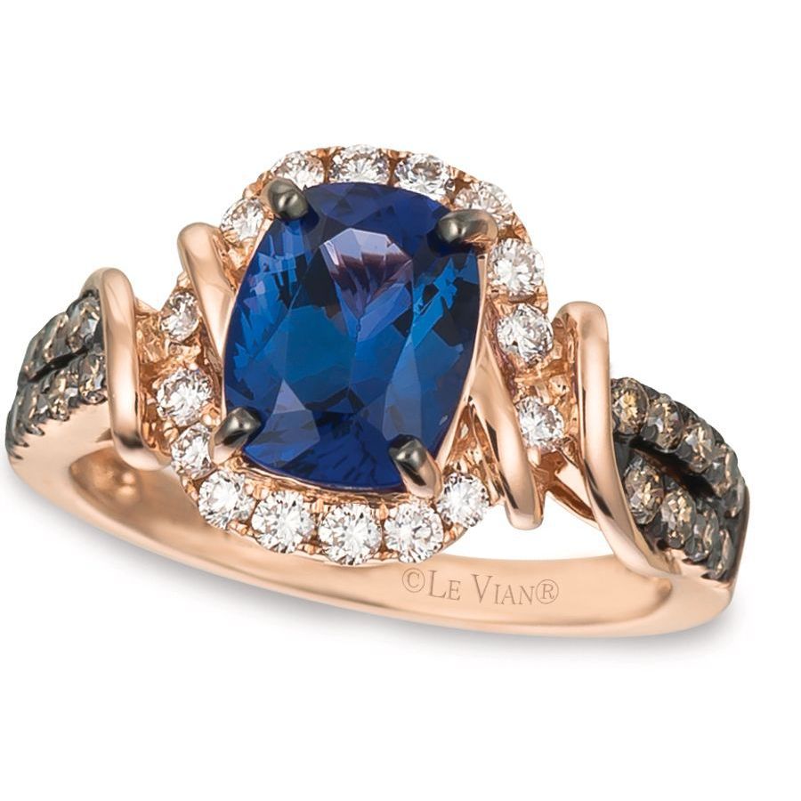 Le Vian Ladies Blueberry Tanzanite Ring Set In 14k Strawberry Gold In Rose Gold-tone