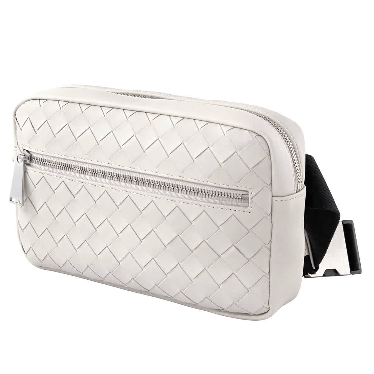 BOTTEGA VENETA INTRECCIATO WEAVE BELT BAG IN WHITE