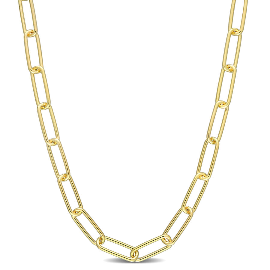 Amour Polished Paperclip Chain Necklace In 18k Yellow Gold Plated Sterling Silver