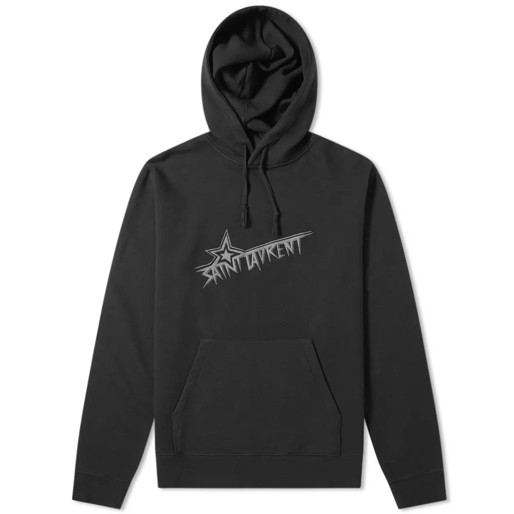 Saint Laurent Star Logo Hooded Sweatshirt In Black