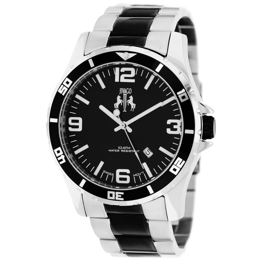 Jivago Ultimate Quartz Black Dial Mens Watch Jv6119 In Black,silver Tone,two Tone