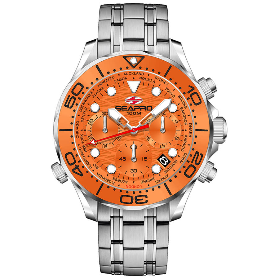 Seapro Mondial Timer Chronograph Quartz Orange Dial Mens Watch Sp0154 In Orange