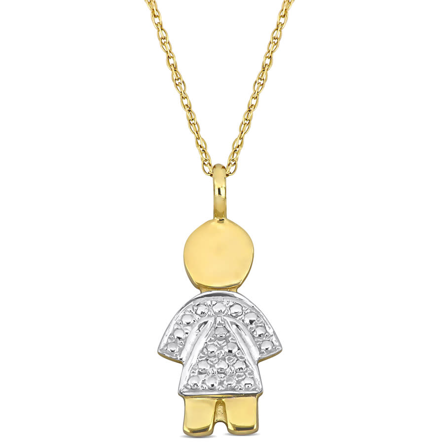 Amour Golden Girl Pendant With Chain In 14k Yellow Gold - 17 In