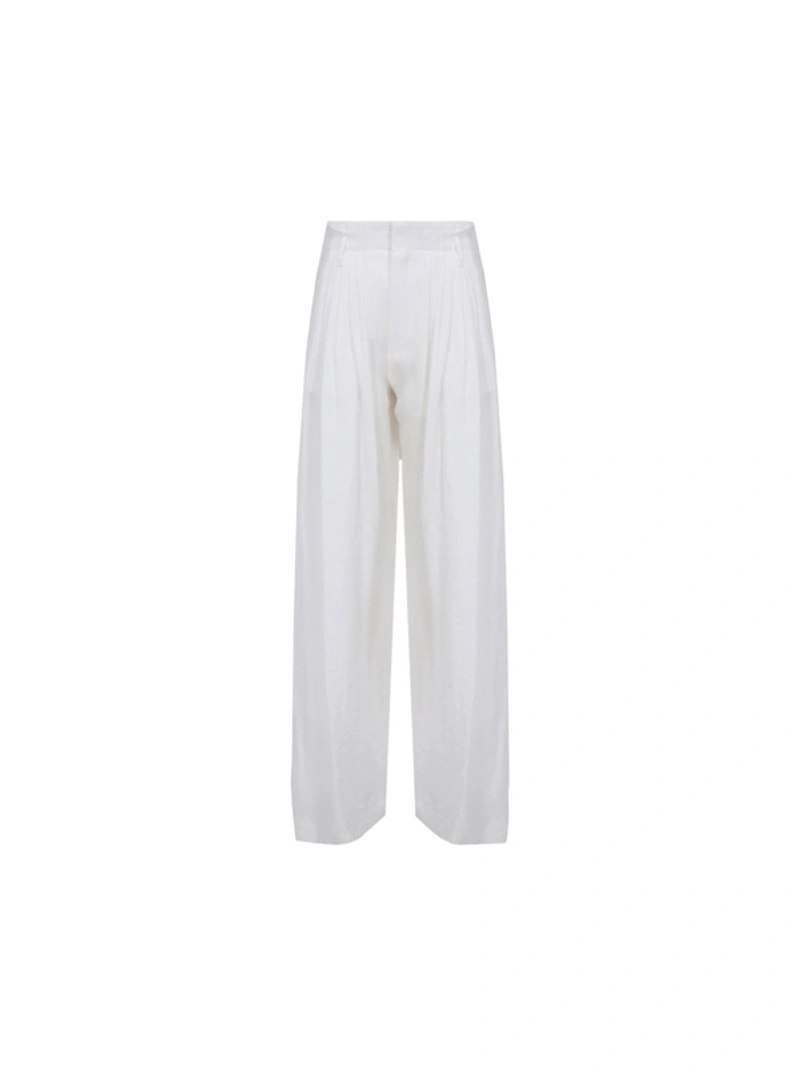 Chloé Chloe Ladies White Pleated Wide-leg Pants In White