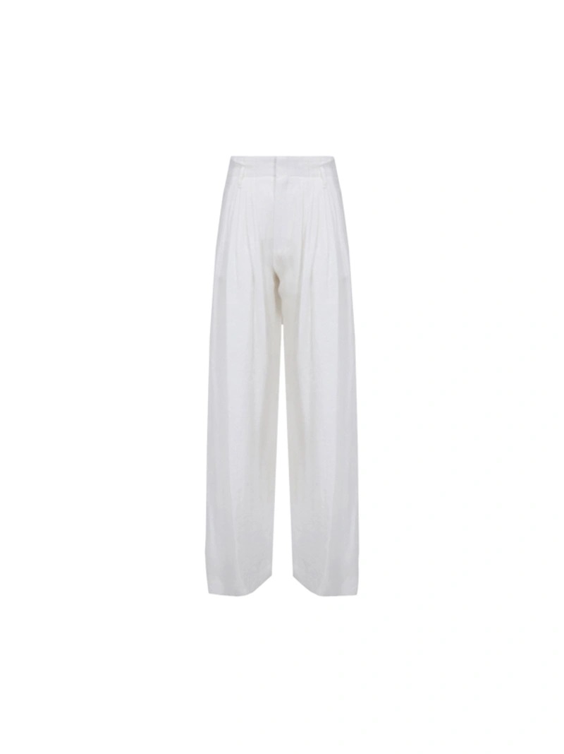 Chloé Chloe Ladies White Pleated Wide-leg Pants