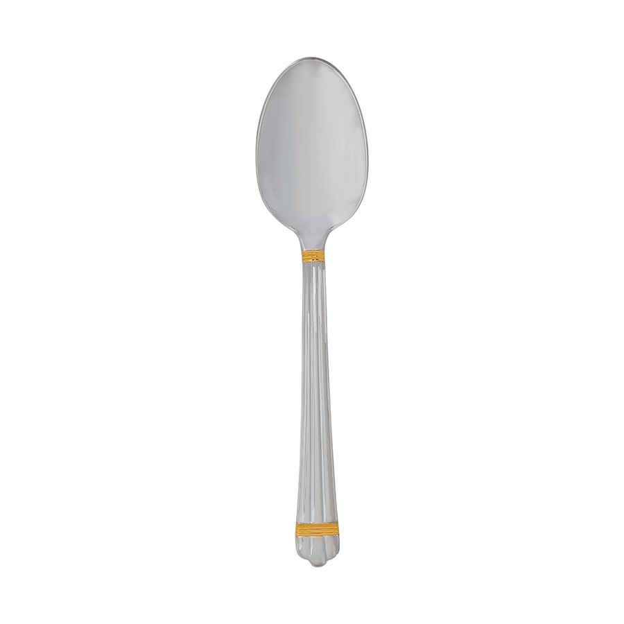 Christofle Silver Plated Aria Gold Dessert Spoon 1022-014 In Gold / Silver