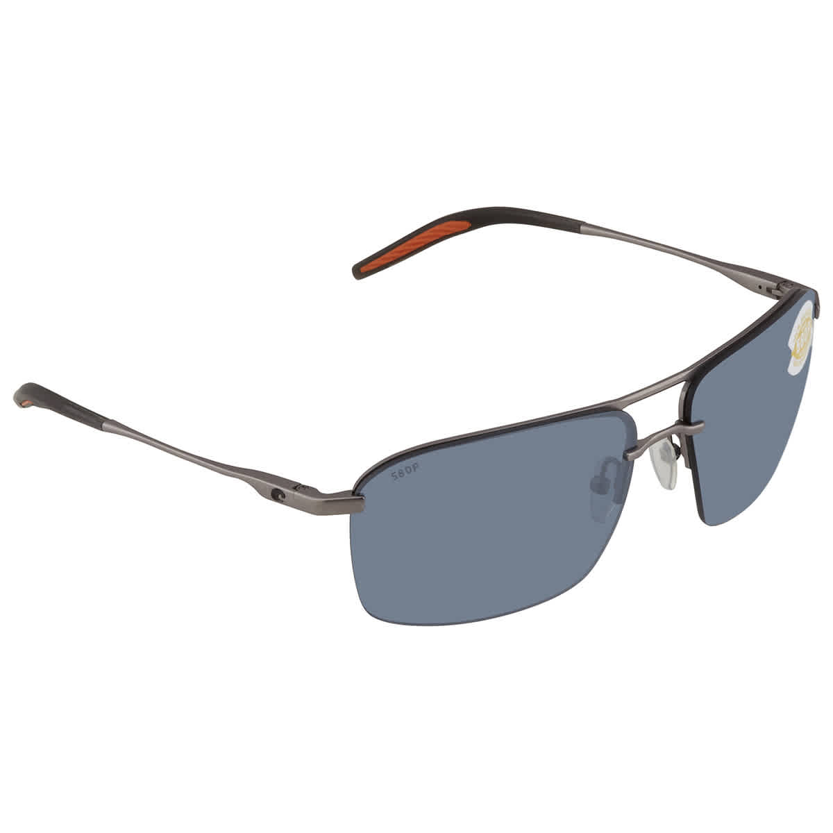 Costa Del Mar Skimmer Polarized Gray Silver Mirror 580p Aviator Sunglasses Skm 228 Osgp In Grey,orange,silver Tone