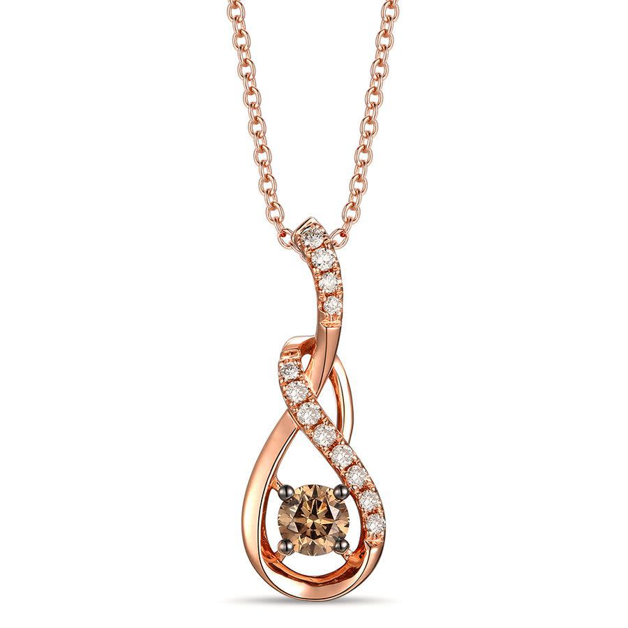 Le Vian Ladies Chocolate Solitaires Necklace Set In 14k Strawberry Gold In Rose Gold-tone