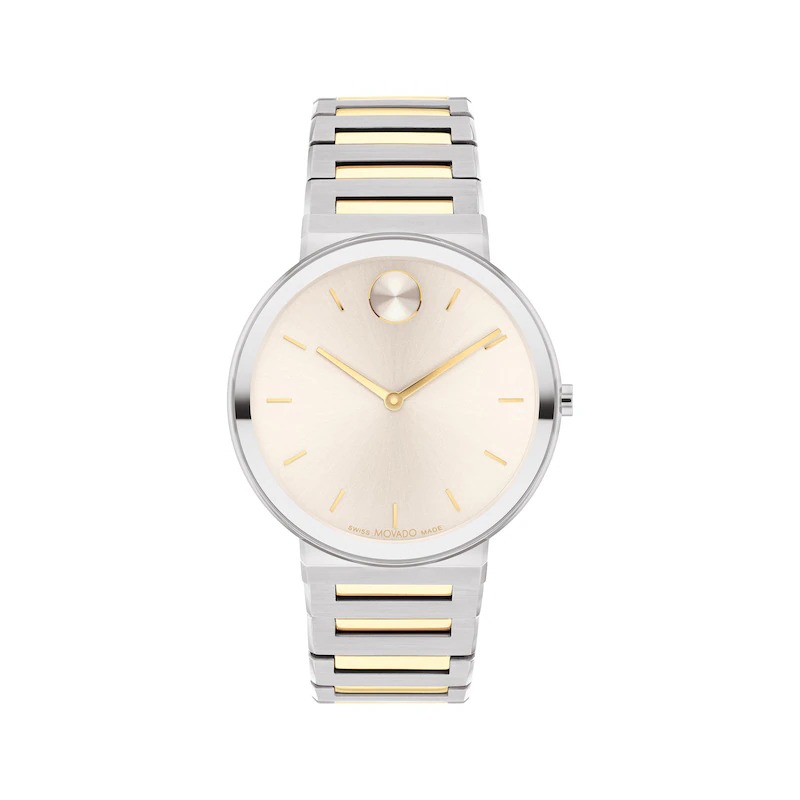 Movado Women's Bold Horizon Swiss Quartz Two Tone Stainless Steel Watch 34mm In Two Tone  / Gold Tone / Taupe / Yellow