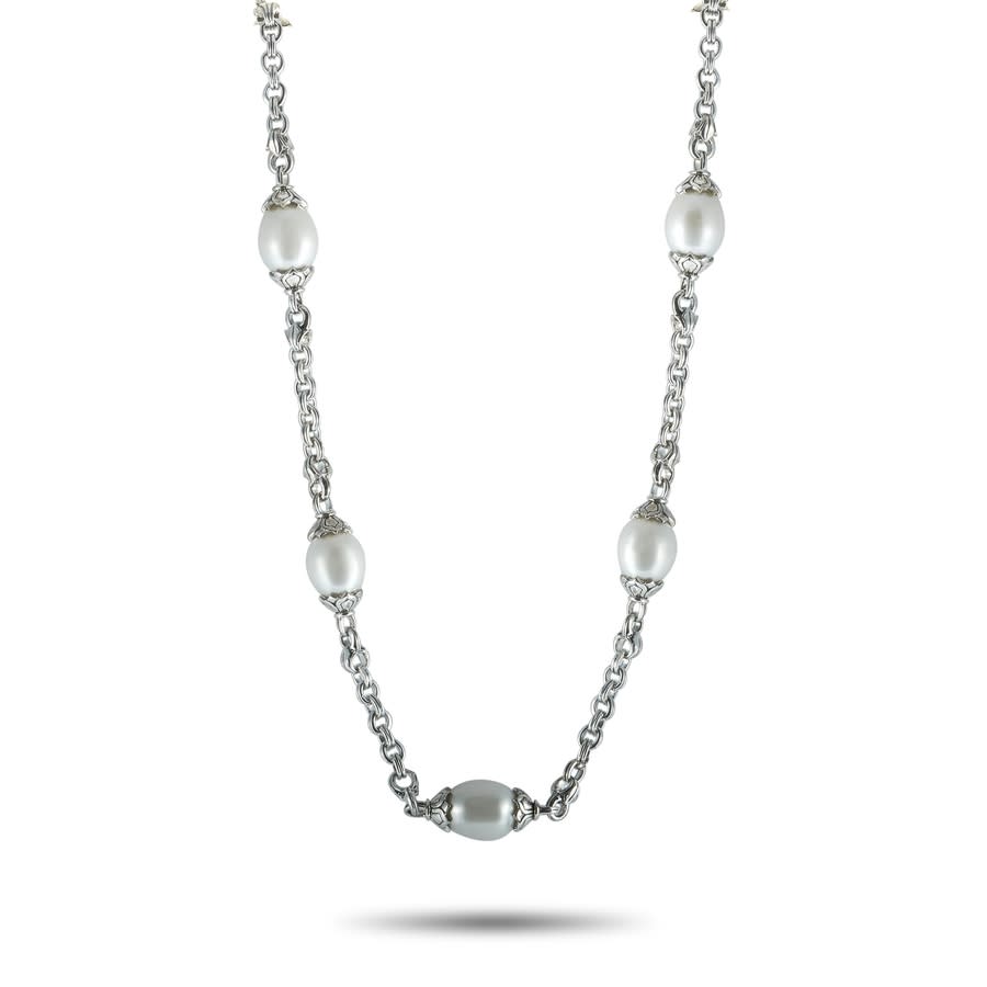 Shop Scott Kay Sterling Silver And Pearl Chain Necklace In Multi-color