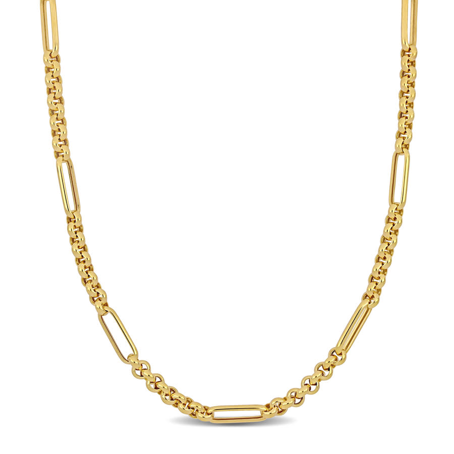 Amour 5.3mm Rolo Station Link Necklace In 14k Yellow Gold