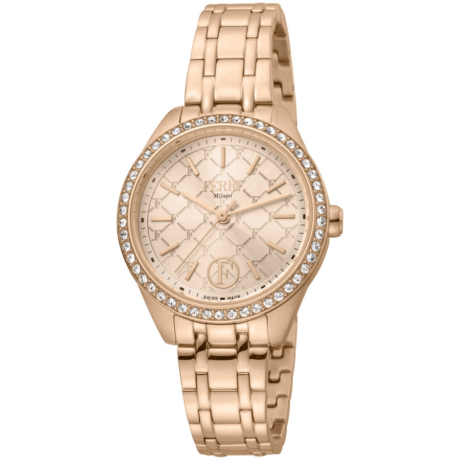 Shop Ferre Milano Classic Quartz Rose Gold Dial Ladies Watch Fm1l116m0261 In Gold / Gold Tone / Rose / Rose Gold / Rose Gold Tone