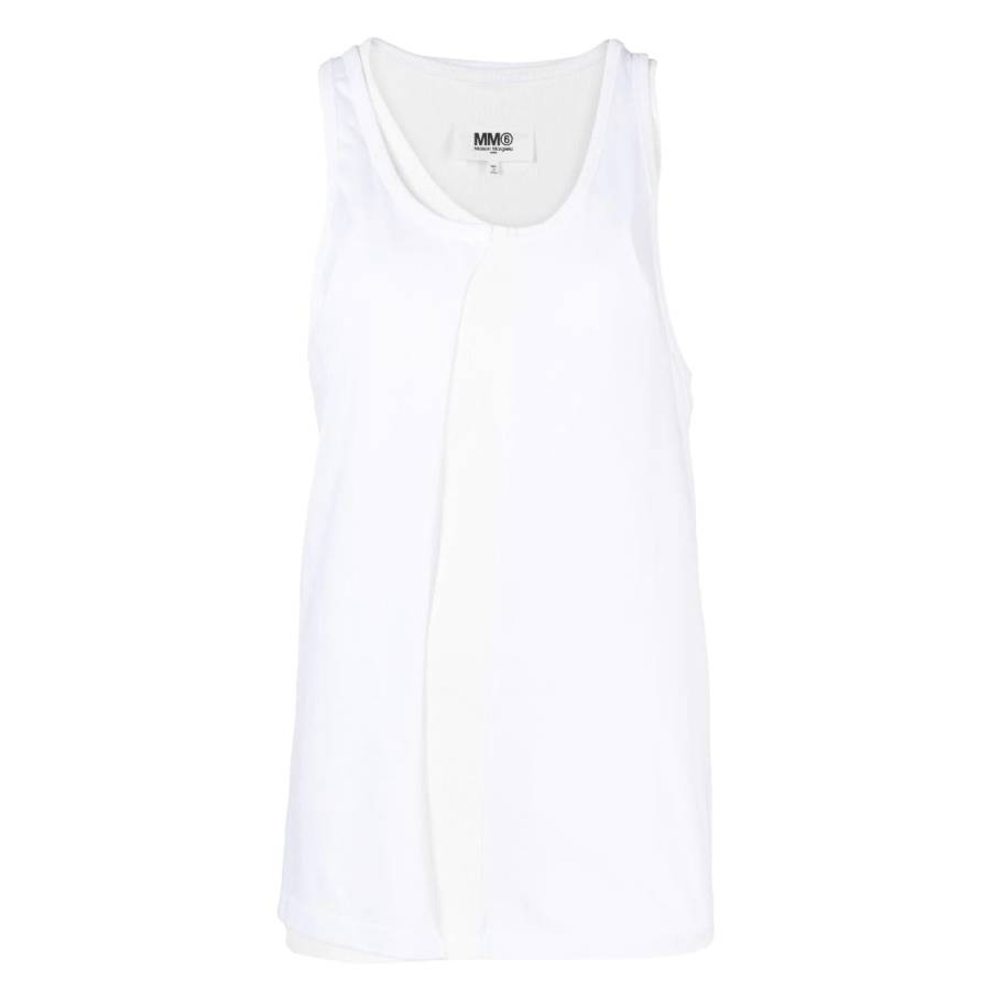 MM6 MAISON MARGIELA MM6 MAISON MARGIELA OFF WHITE LAYERED-DETAIL TANK TOP