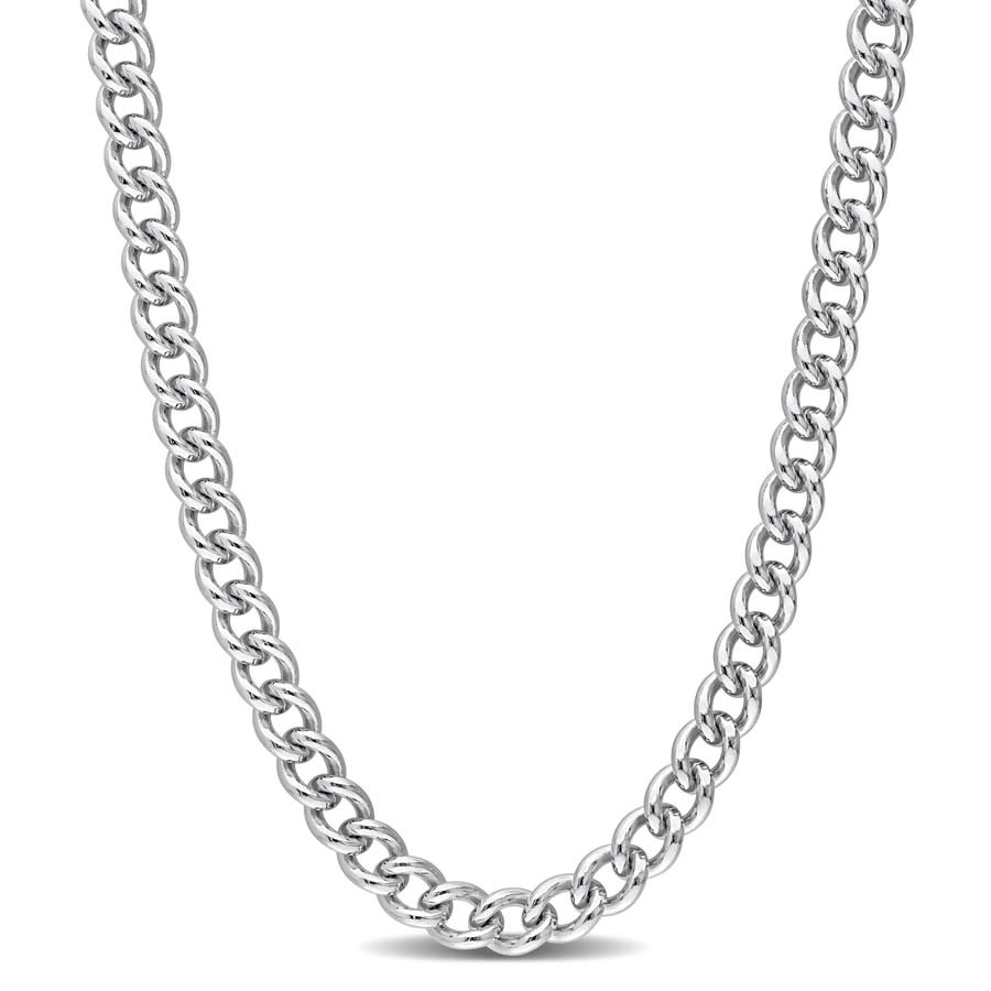 Amour 6.5 Mm Curb Link Chain Necklace In Sterling Silver In White